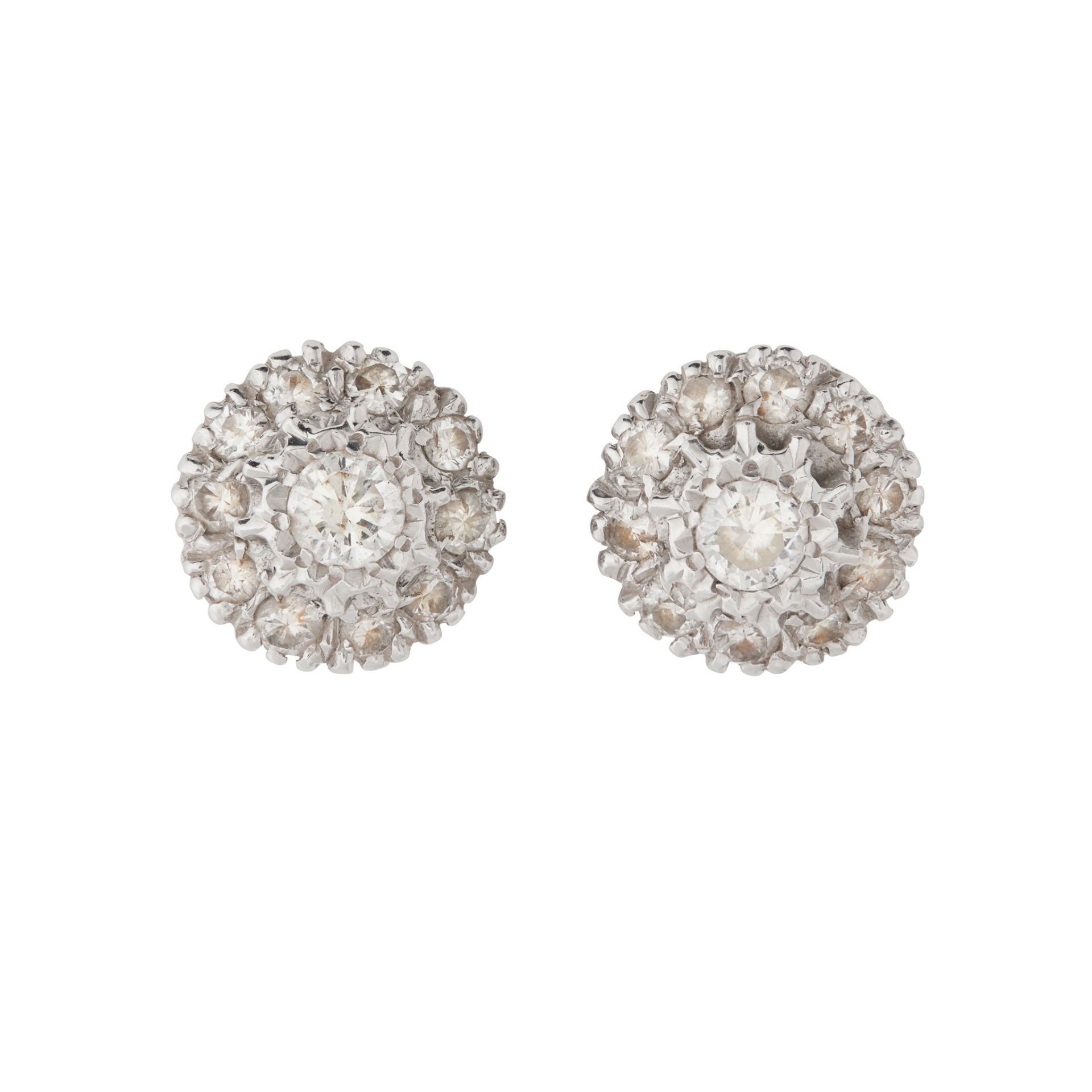 A pair of diamond cluster earrings