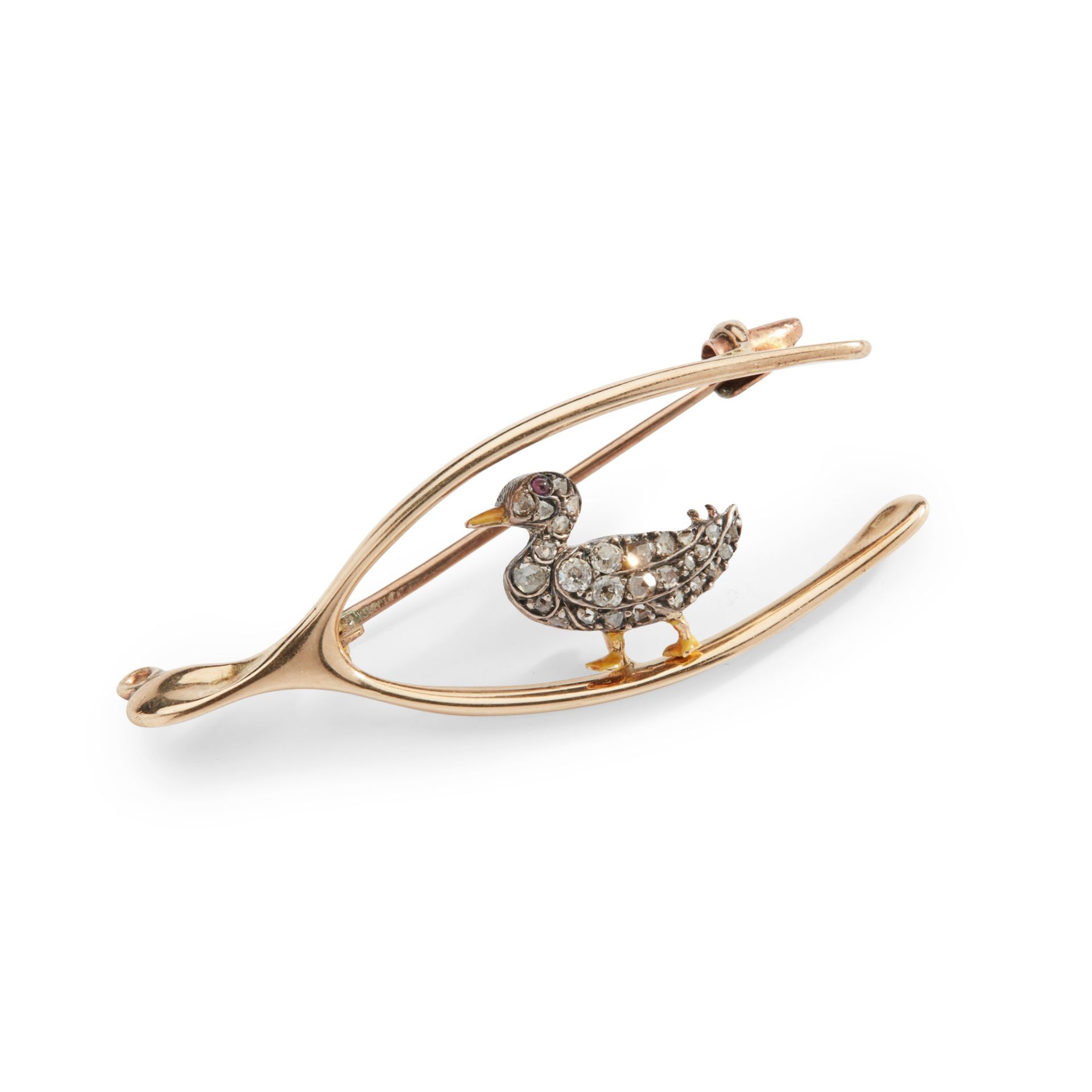 A diamond duck brooch