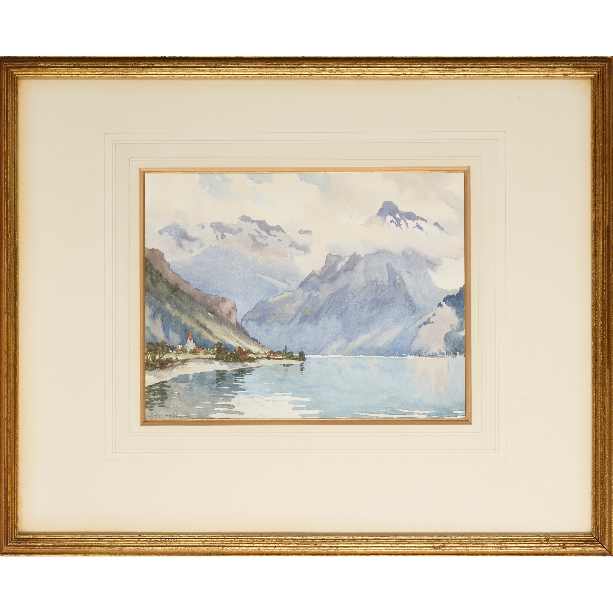 § CHARLES OPPENHEIMER R.S.A., R.S.W. (BRITISH 1876-1961) THE HEAD OF LAKE LUCERNE - Image 2 of 3