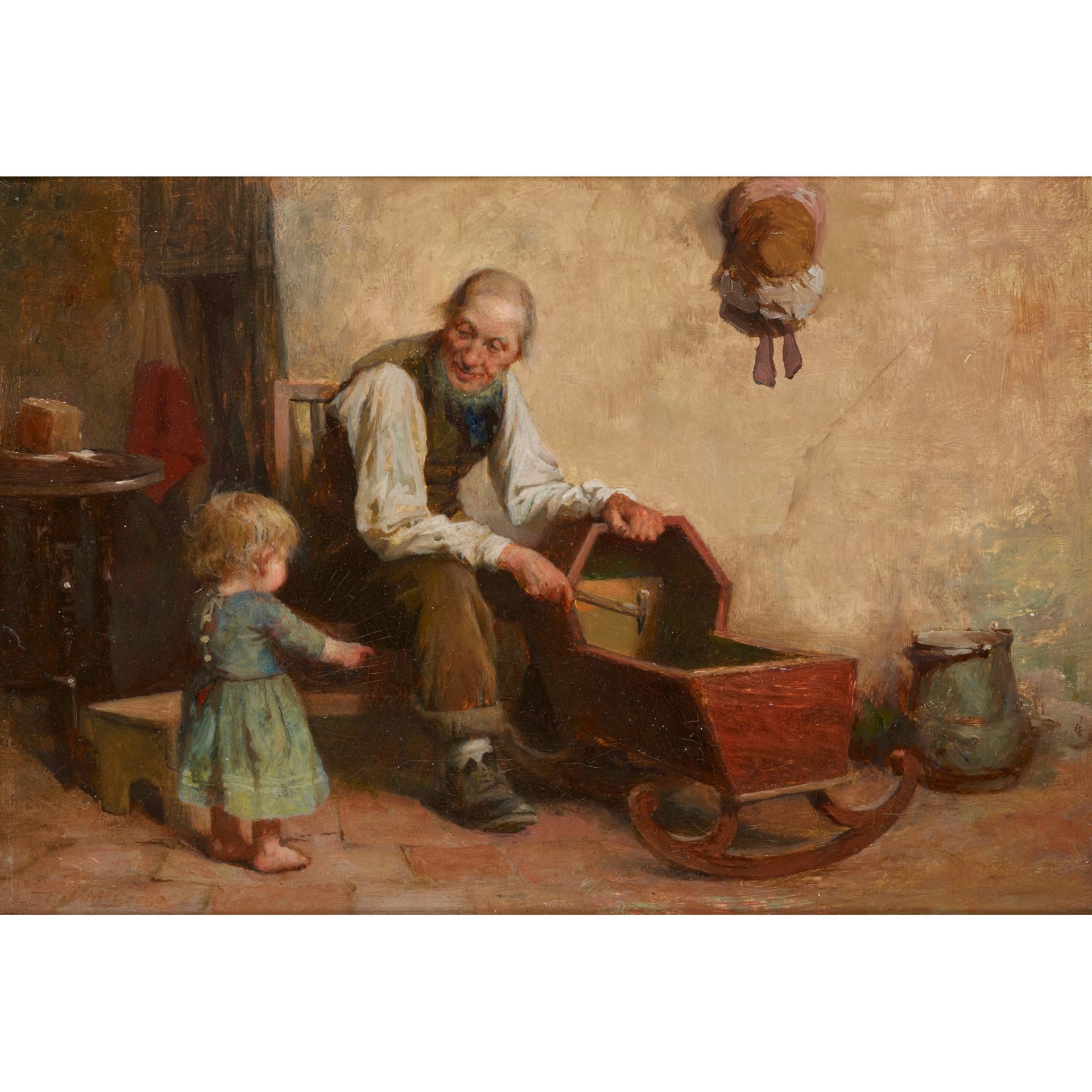 ROBERT McGREGOR R.S.A. (SCOTTISH 1847-1922) MENDING THE CRADLE