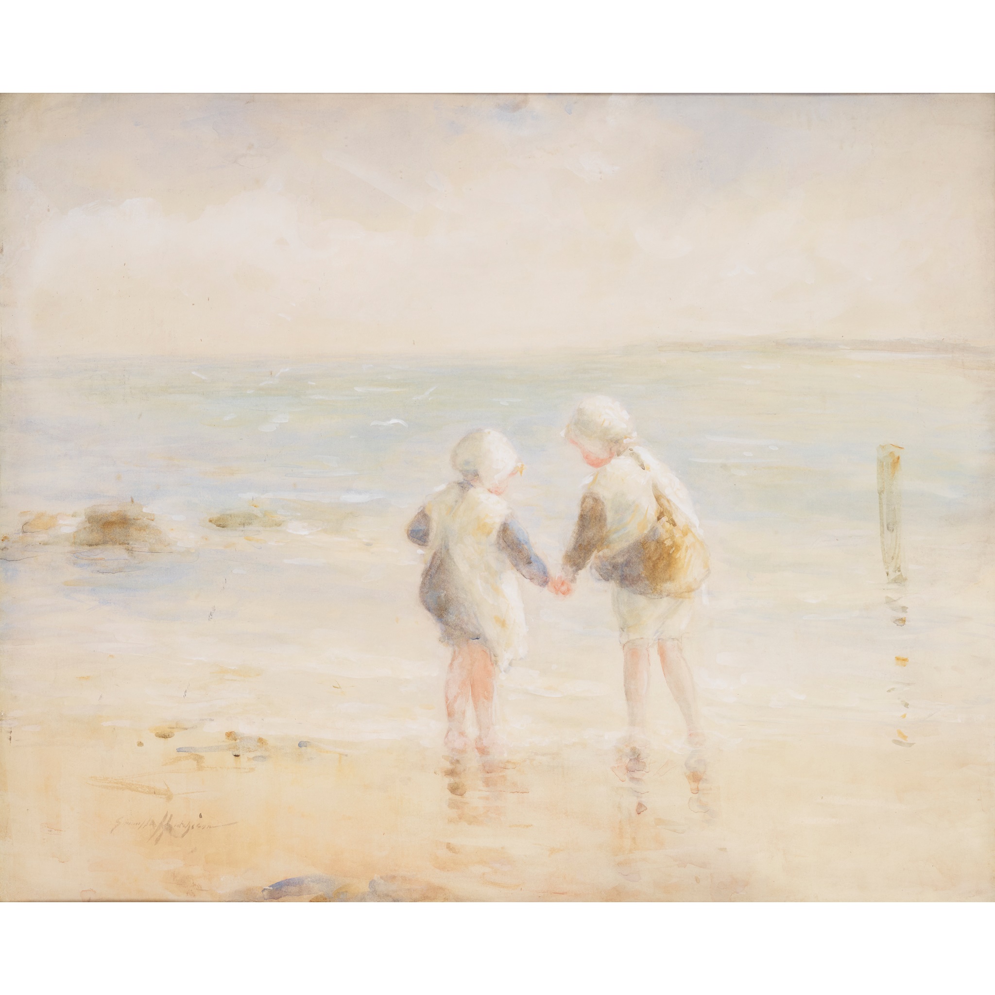 ROBERT GEMMELL HUTCHISON R.B.A., R.O.I., R.S.A., R.S.W. (SCOTTISH 1860-1936) ON THE BEACH,