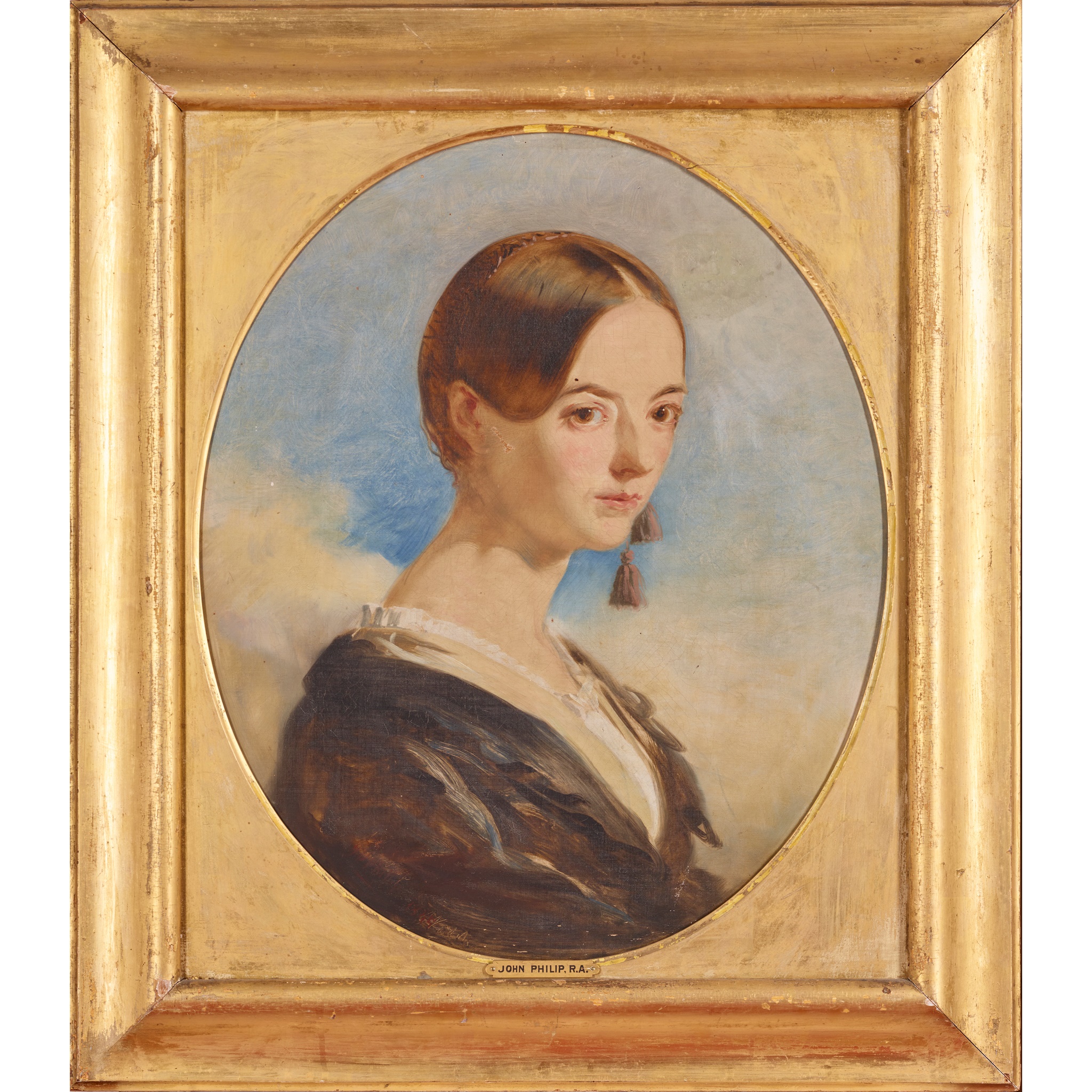 JOHN PHILIP (SCOTTISH 1817-1867) PORTRAIT OF A YOUNG WOMAN - Image 2 of 3