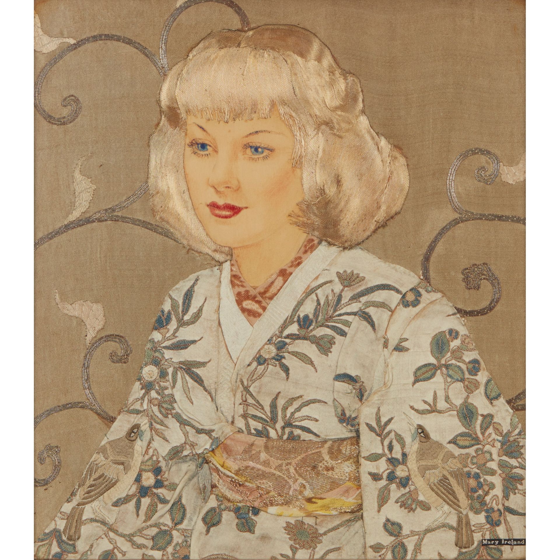 MARY IRELAND (1891-C.1980) ‘THE EMBROIDERED KIMONO’, DATED 1935
