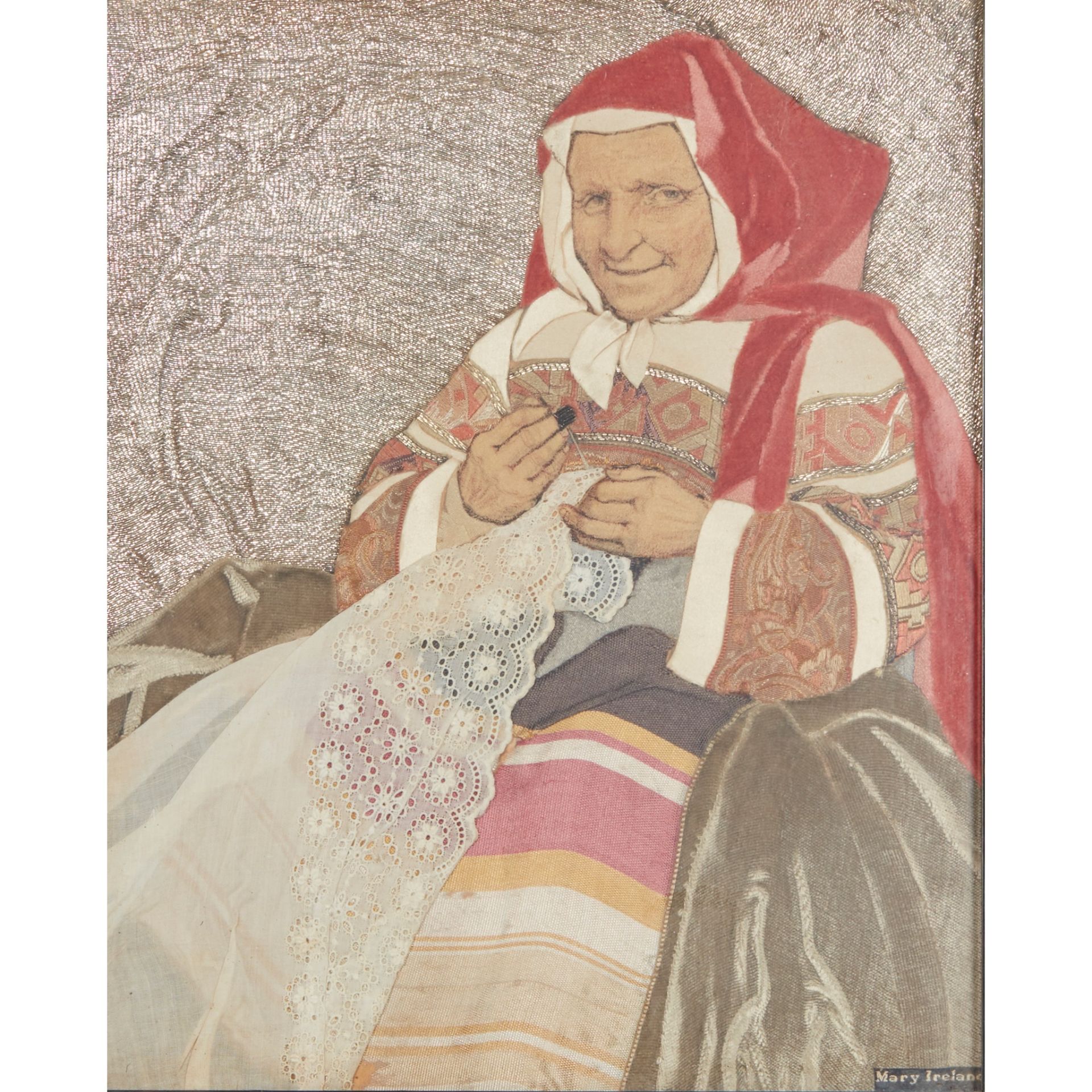 MARY IRELAND (1891-C.1980) ‘OLD WOMAN SEWING’, CIRCA 1935