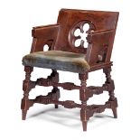 ENGLISH GOTHIC REVIVAL ARMCHAIR, CIRCA 1870