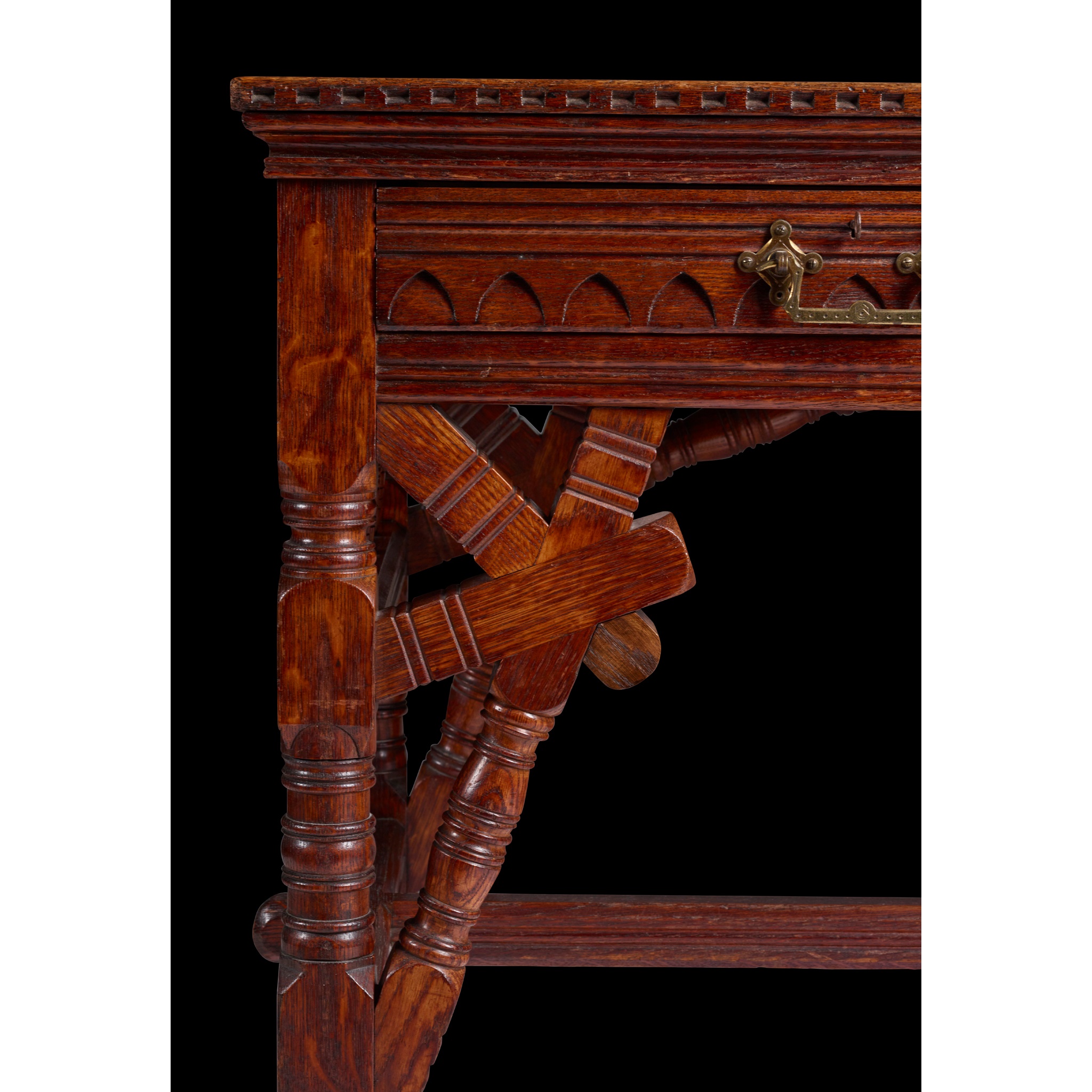 ALFRED WATERHOUSE (1830-1905) (ATTRIBUTED DESIGNER) WRITING DESK, CIRCA 1870 - Image 4 of 10