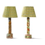 J.T BARLOW, BIDDULPH PAIR OF FOLK ART TABLE LAMPS, 1960s