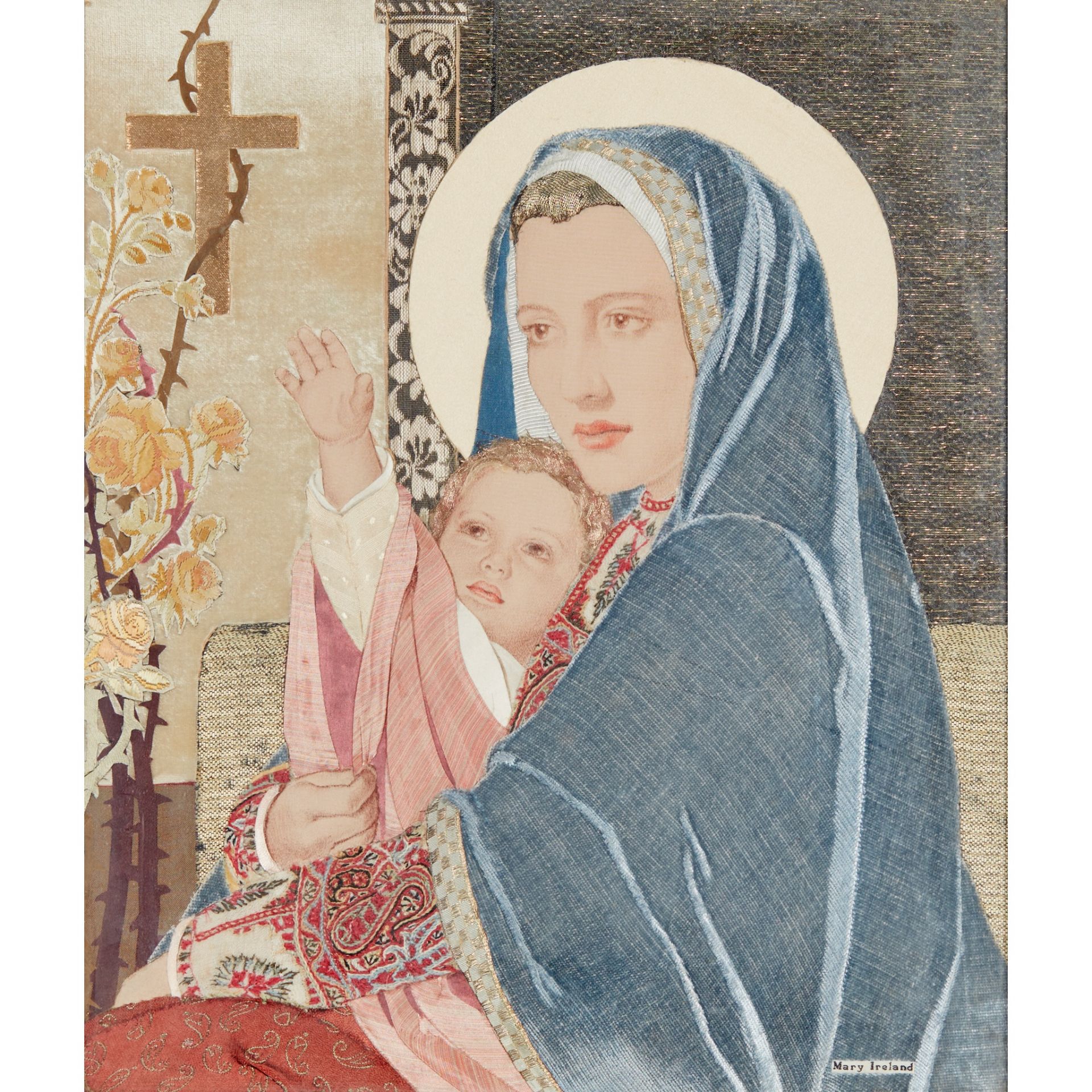 MARY IRELAND (1891-C.1980) ‘MADONNA & CHILD WITH ROSES AND THORNS’ DATED 1955