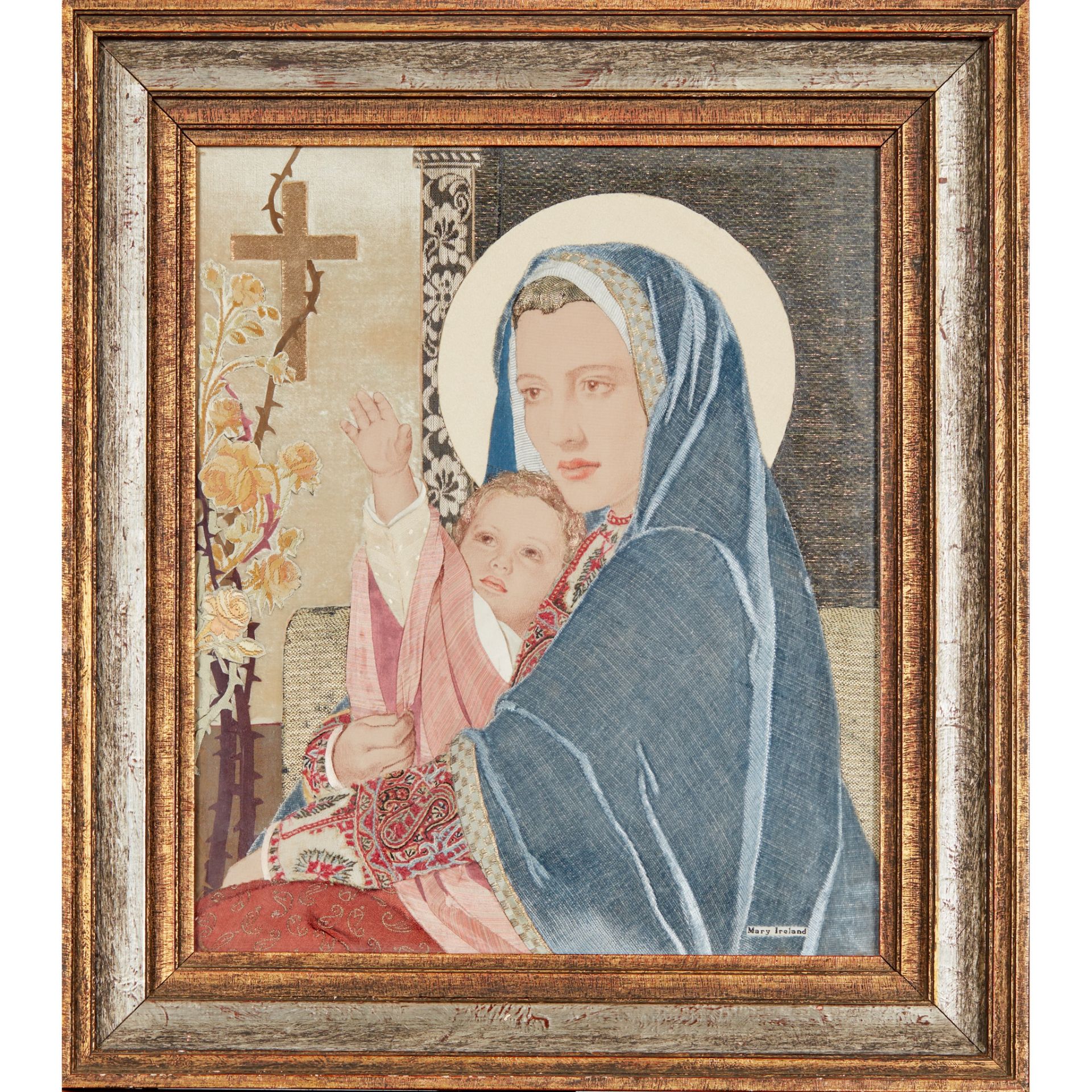 MARY IRELAND (1891-C.1980) ‘MADONNA & CHILD WITH ROSES AND THORNS’ DATED 1955 - Image 2 of 3