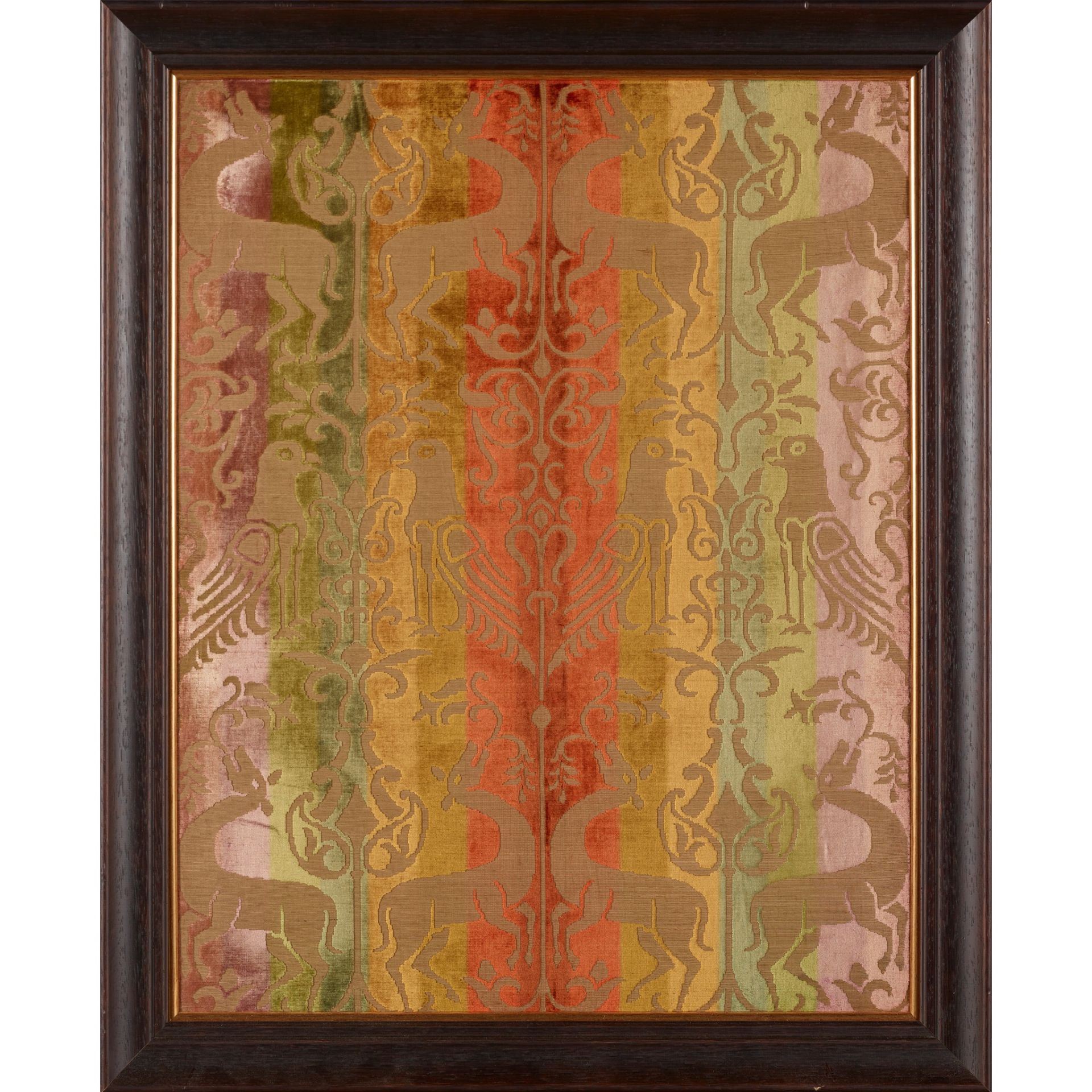 ENGLISH MEDIEVAL REVIVAL FRAMED FABRIC PANEL, CIRCA 1880 - Image 2 of 3