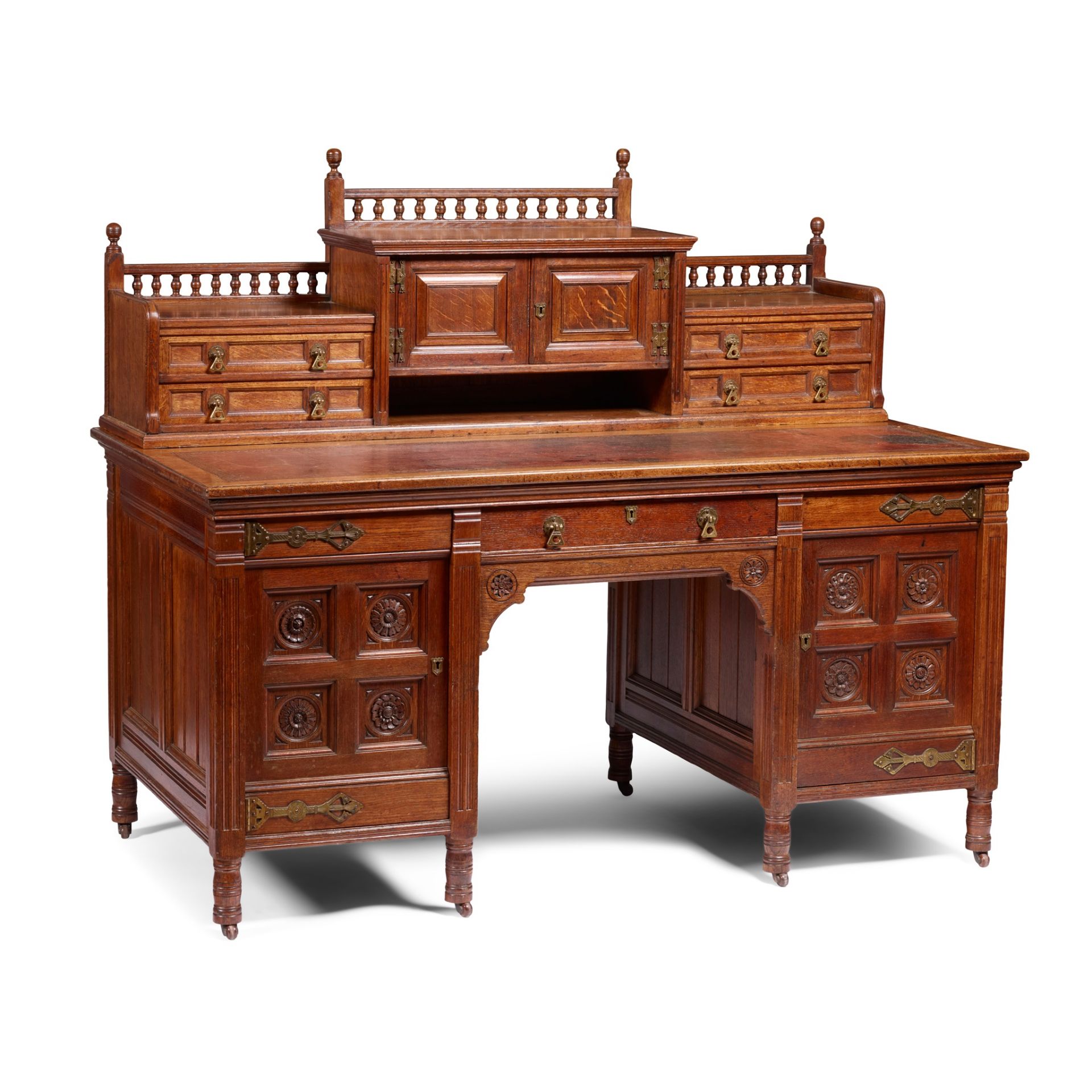 BRUCE J. TALBERT (1838-1881) FOR GILLOW & CO. AESTHETIC MOVEMENT FREESTANDING DESK, CIRCA 1875