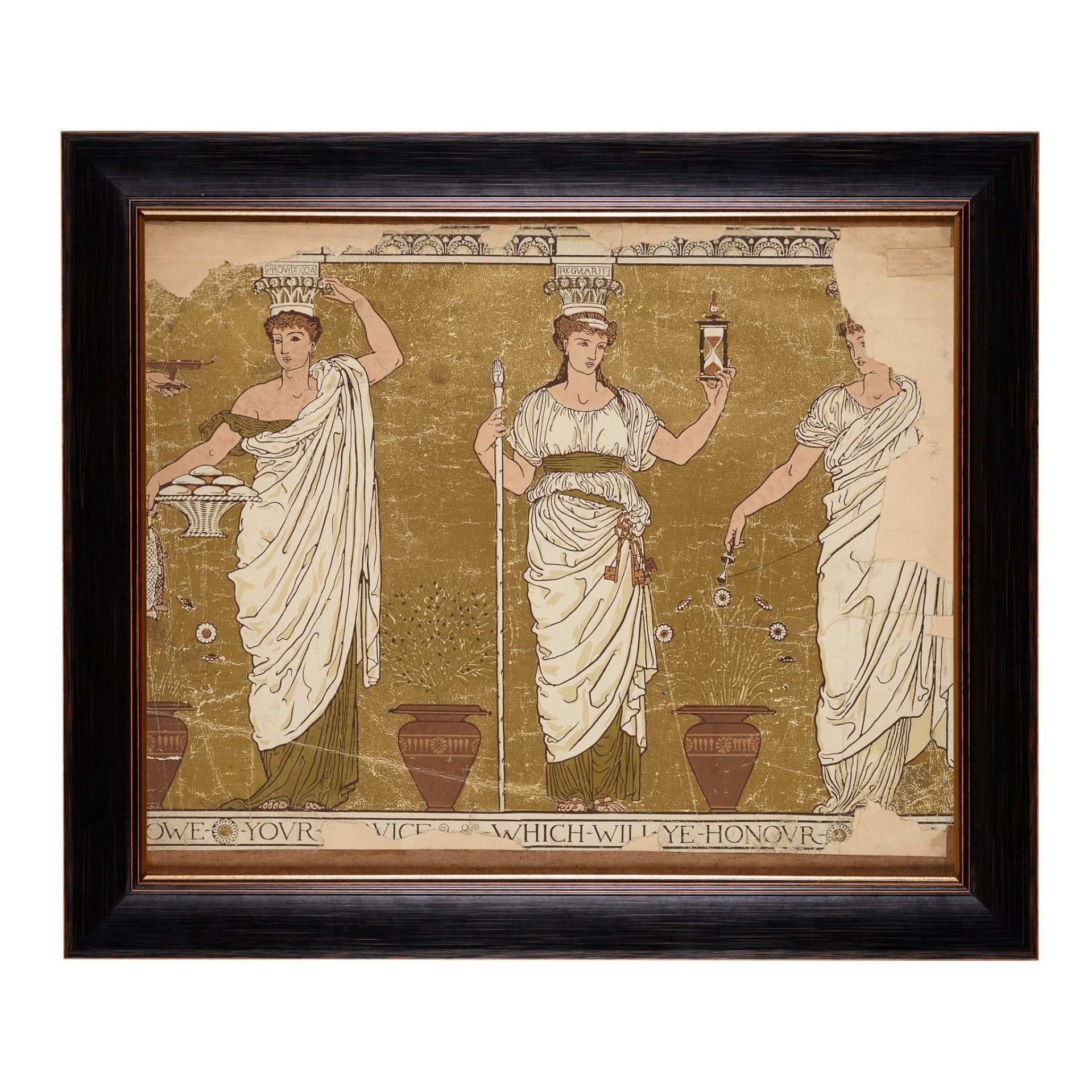 WALTER CRANE (1845-1915) FOR JEFFREY & CO., LONDON FRAMED 'ALCESTIS' PATTERN WALLPAPER PANEL, CIRCA