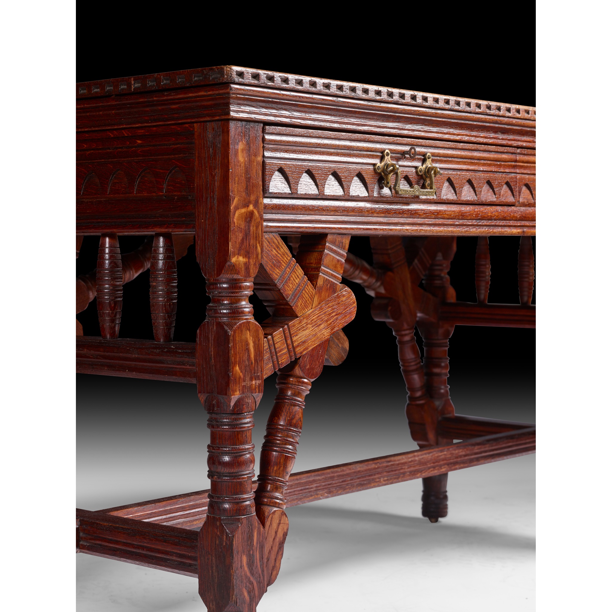 ALFRED WATERHOUSE (1830-1905) (ATTRIBUTED DESIGNER) WRITING DESK, CIRCA 1870 - Image 2 of 10