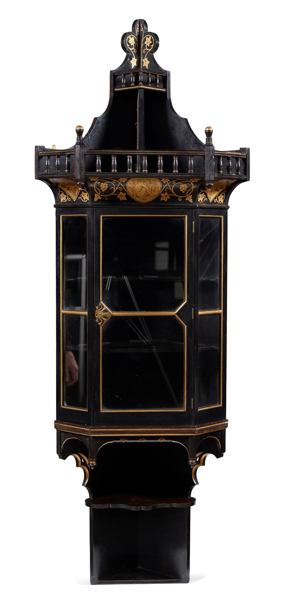 JOHN MOYR SMITH (1839-1912) FOR COX & SONS, LONDON AESTHETIC MOVEMENT CORNER CABINET, CIRCA 1880