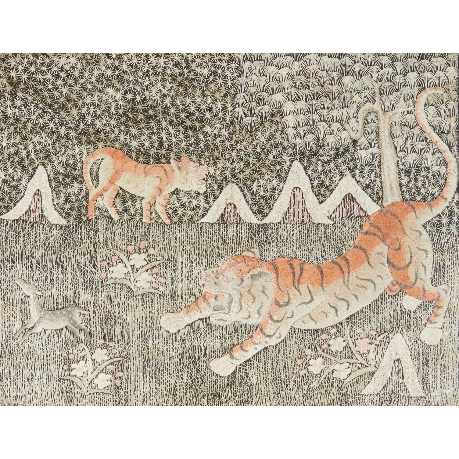 POSSIBLY VIETNAMESE EMBROIDERED PANEL, CIRCA 1880