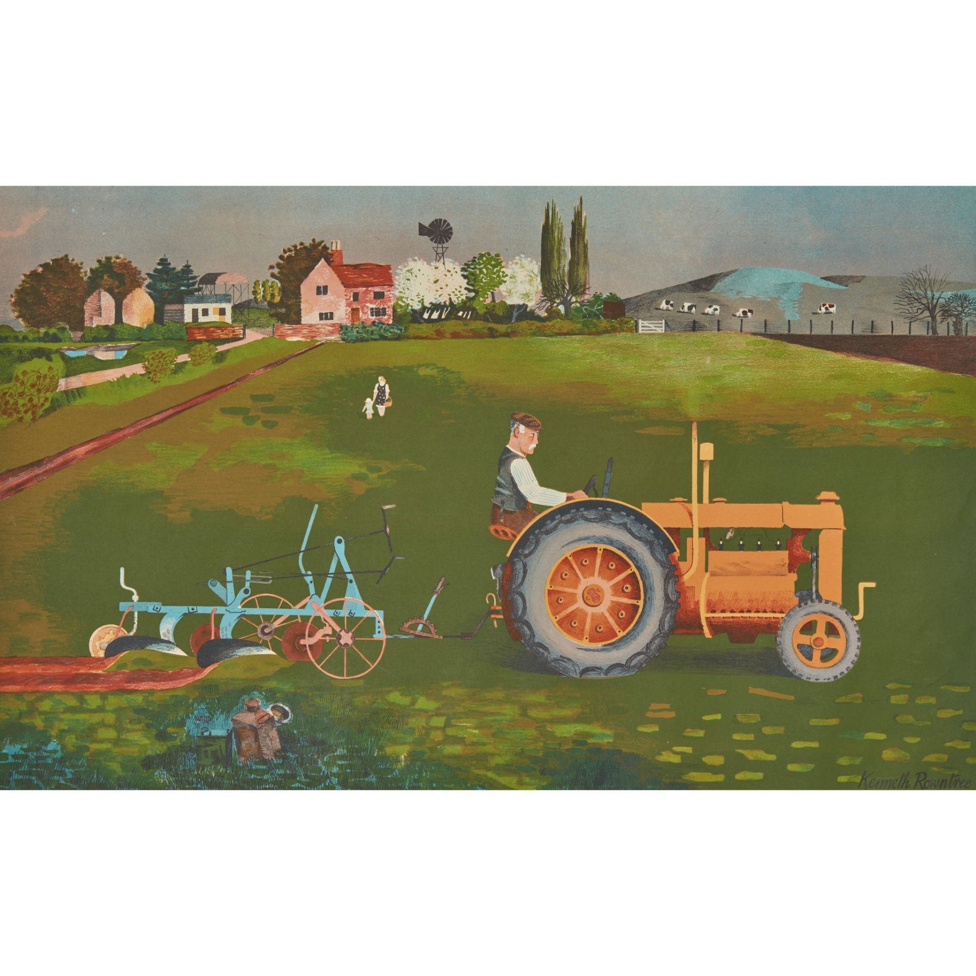 KENNETH ROWNTREE (1915-1997) FOR SCHOOL PRINTS LTD. TRACTOR IN LANDSCAPE, 1945 - Image 4 of 6