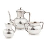 CHRISTOPHER DRESSER (1834-1904) FOR ELKINGTON & CO. THREE PIECE TEA SERVICE, CIRCA 1865