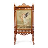 ENGLISH VICTORIAN NEEDLEWORK FIRESCREEN, CIRCA 1880