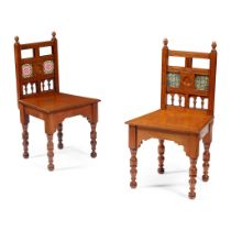 ENGLISH, MANNER OF CHRISTOPHER DRESSER PAIR OF AESTHETIC MOVEMENT HALL CHAIRS, CIRCA 1880