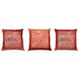 WILLIAM MORRIS (1834-1896) FOR MORRIS & CO. THREE ARTS & CRAFTS ‘PEACOCK & DRAGON’ PATTERN CUSHIONS,