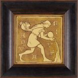 WILLIAM BURGES (1827-1881) FOR W. B. SIMPSON & SONS ‘AQUARIUS’, FRAMED ZODIAC TILE, CIRCA 1880