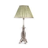 HART, SON, PEARD & CO., LONDON & BIRMINGHAM SILVERED TABLE LAMP, CIRCA 1870