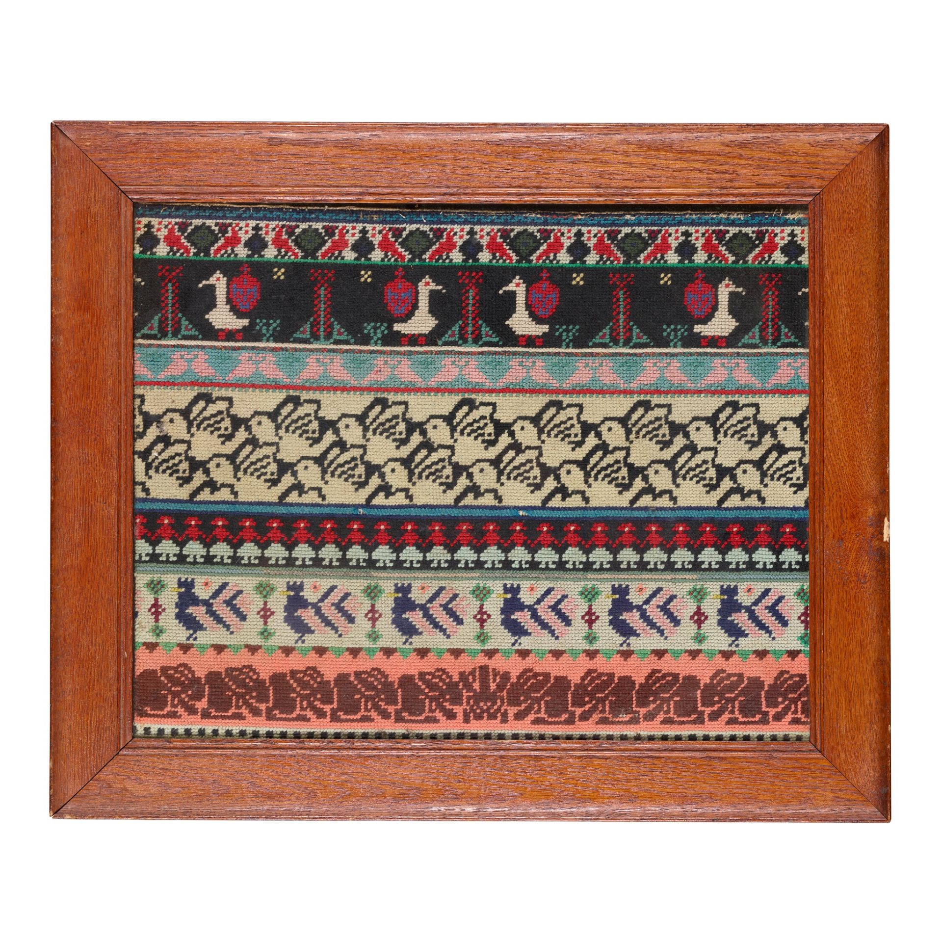 FOLK ART NEEDLEWORK SAMPLER, CIRCA 1900