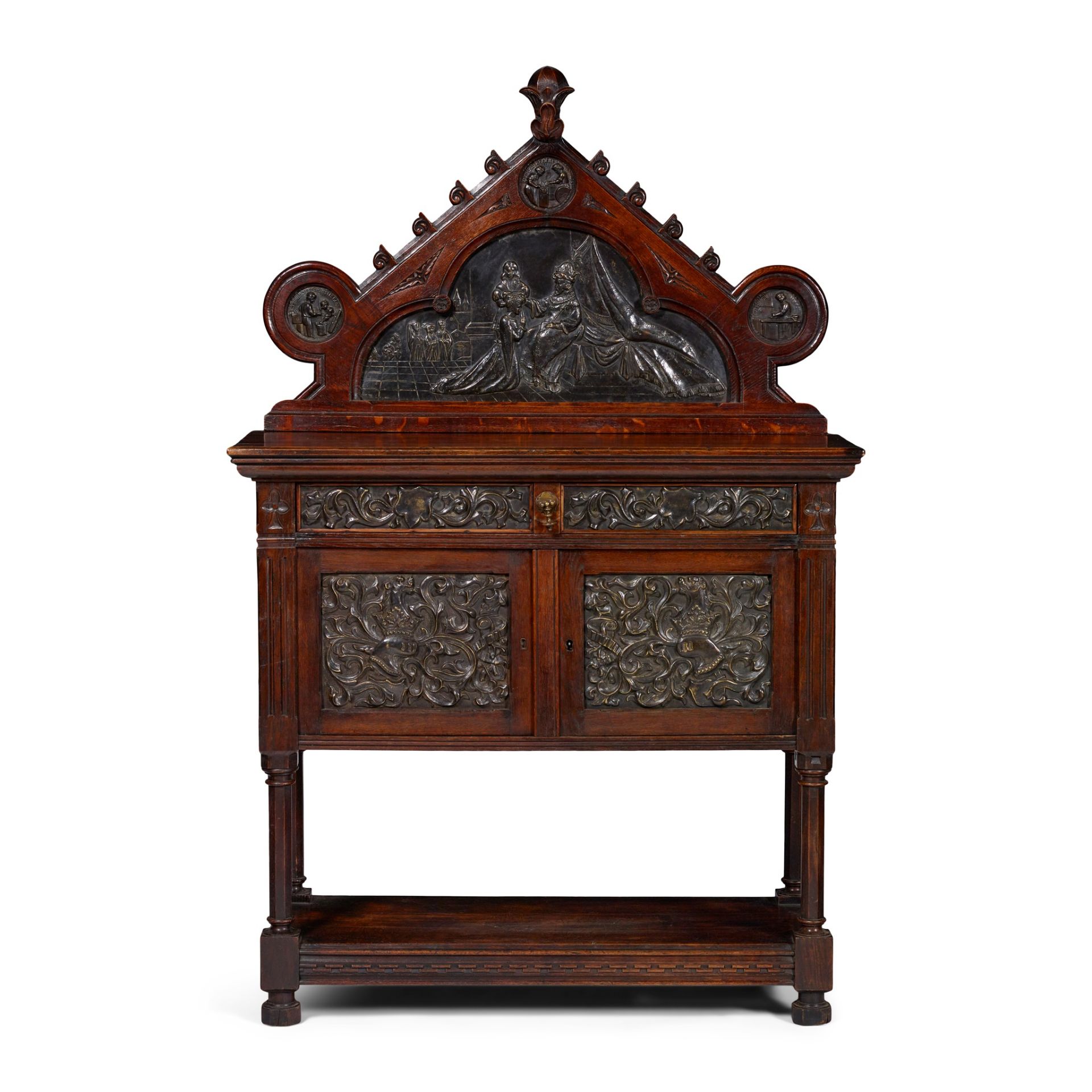 COX & SONS, LONDON (ATTRIBUTED MAKER) GOTHIC REVIVAL SIDE CABINET, CIRCA 1870