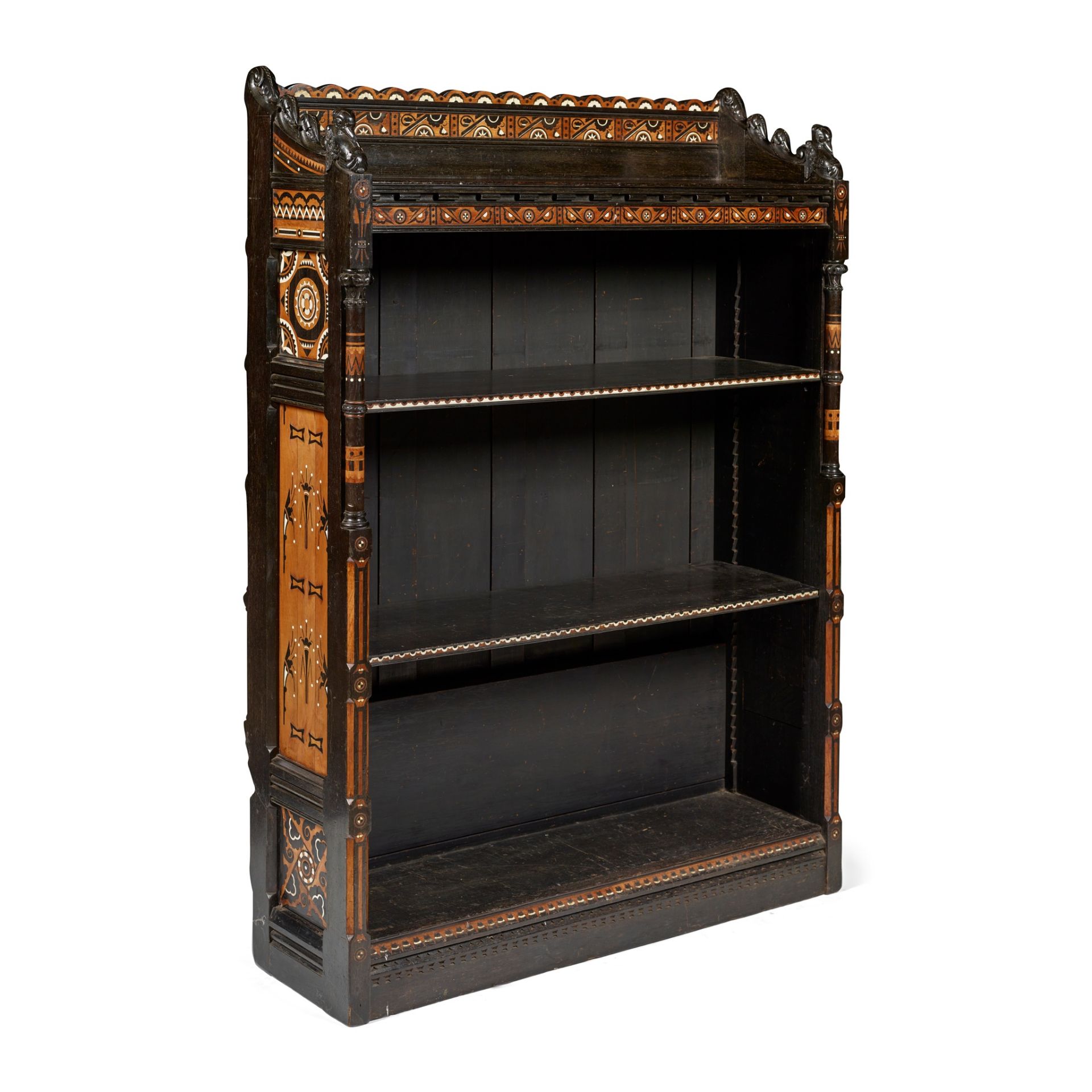 Y STYLE OF CHRISTOPHER DRESSER FOR PRATT & PRINCE, BRADFORD PAIR OF BOOKCASES, CIRCA 1880 - Image 2 of 4