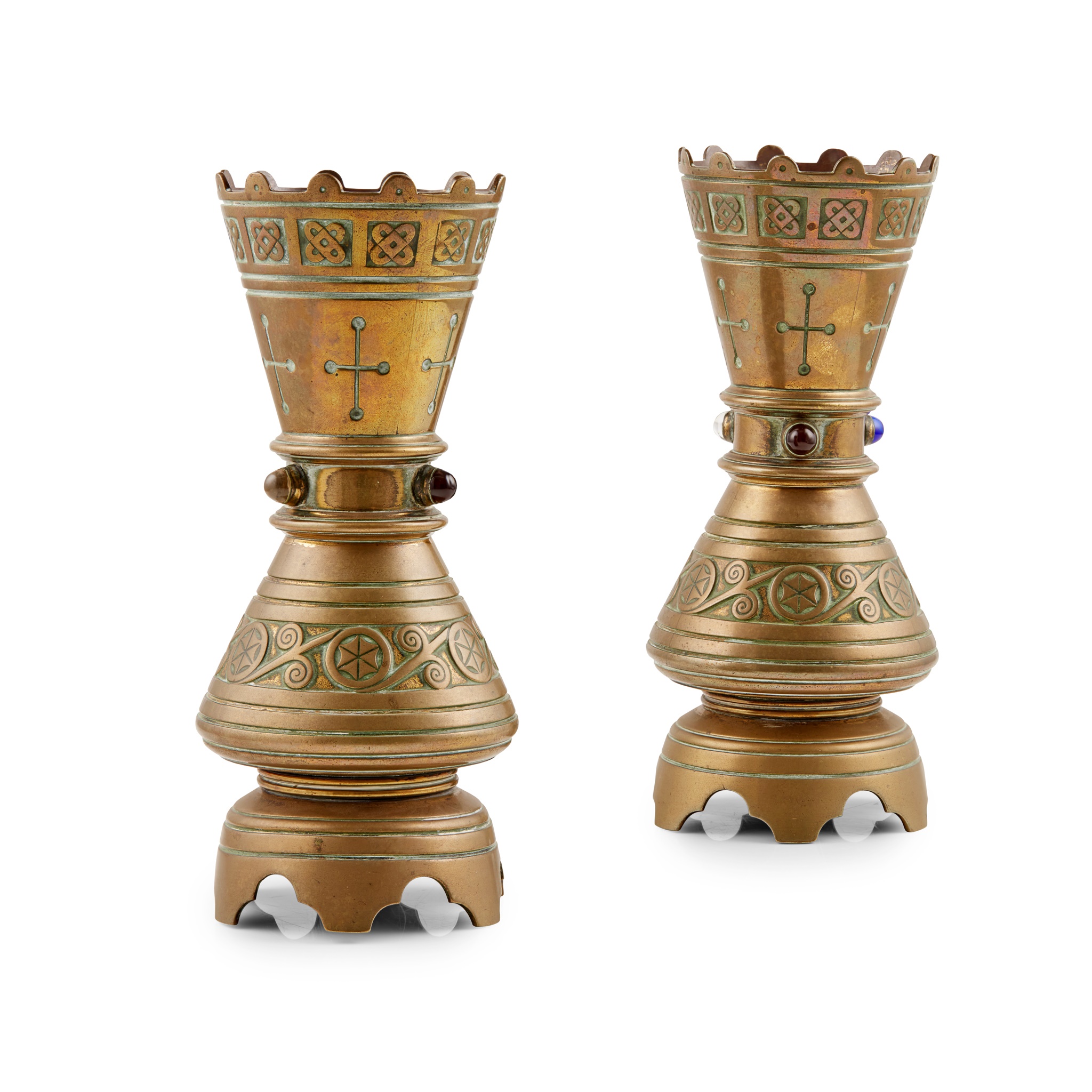 COX & SONS, LONDON PAIR OF AESTHETIC MOVEMENT VASES, CIRCA 1880 - Image 2 of 3