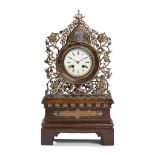 E.W. PUGIN (1834-1875) FOR JOHN HARDMAN & CO., BIRMINGHAM GOTHIC REVIVAL SILVER PLATE MANTEL CLOCK,