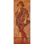 JAMES F.F. CAMM ARTS & CRAFTS MARQUETRY PANEL, DATED 1911