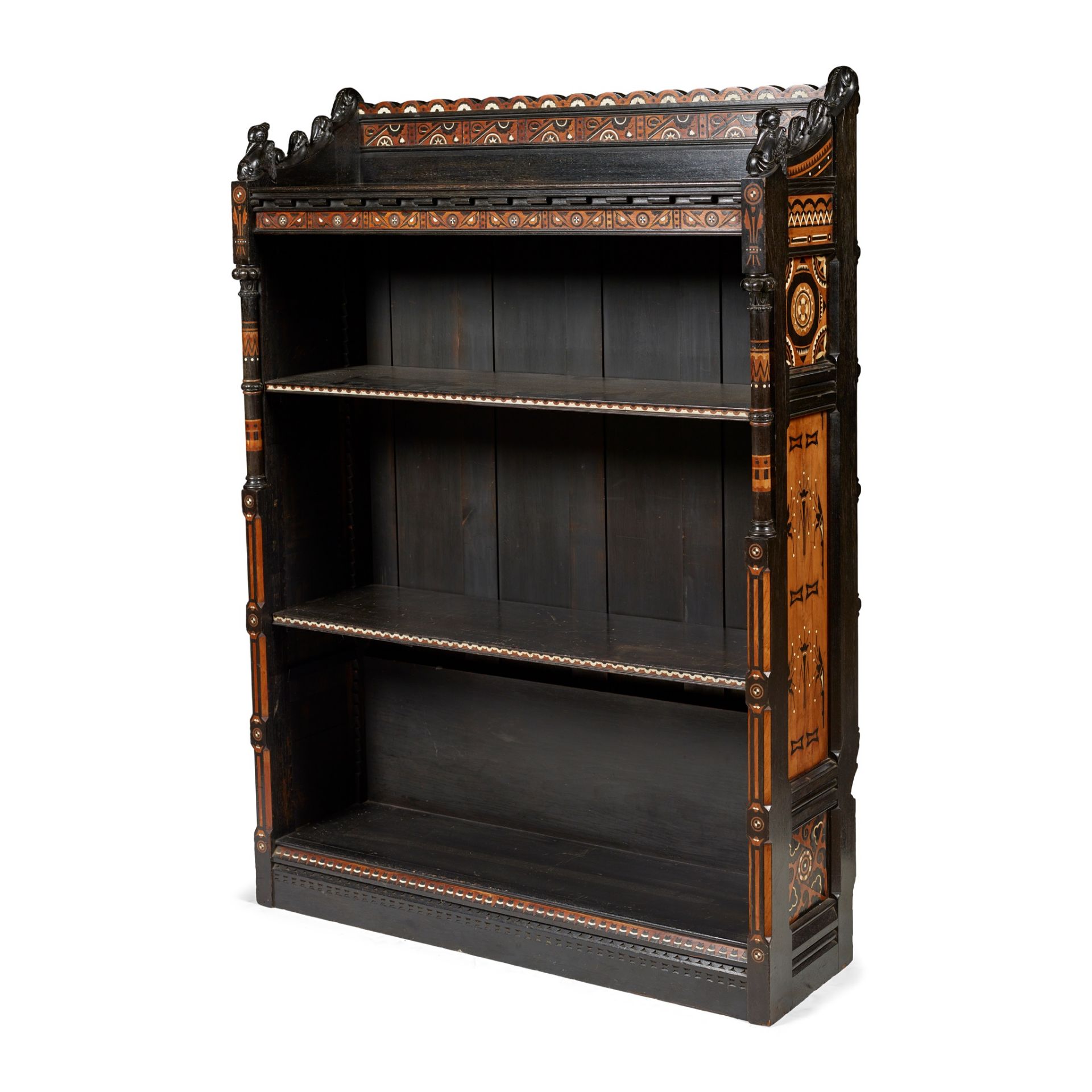 Y STYLE OF CHRISTOPHER DRESSER FOR PRATT & PRINCE, BRADFORD PAIR OF BOOKCASES, CIRCA 1880 - Image 3 of 4