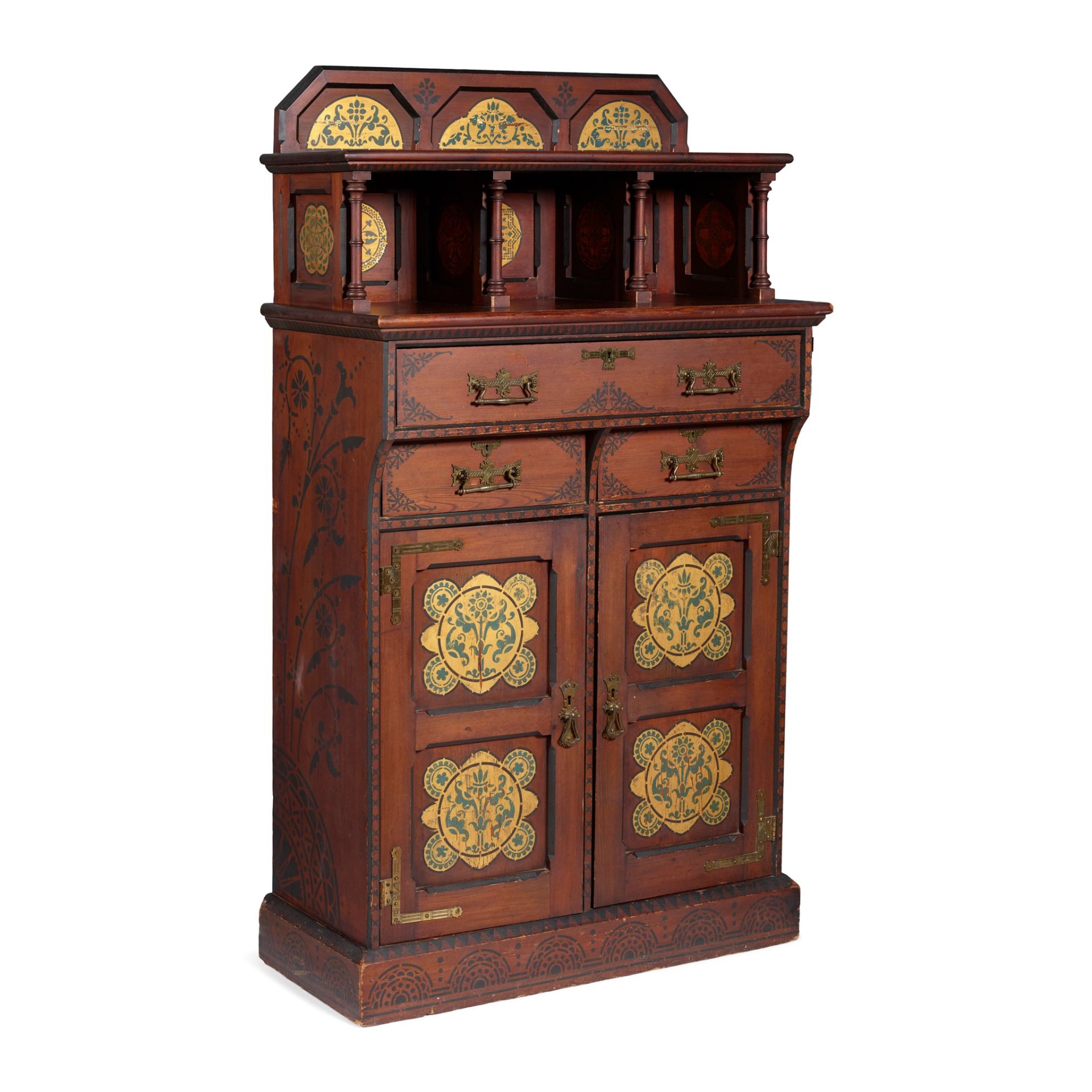 COX & SONS, LONDON (ATTRIBUTED MAKER) EASTLAKE STYLE GOTHIC REVIVAL CABINET, CIRCA 1870