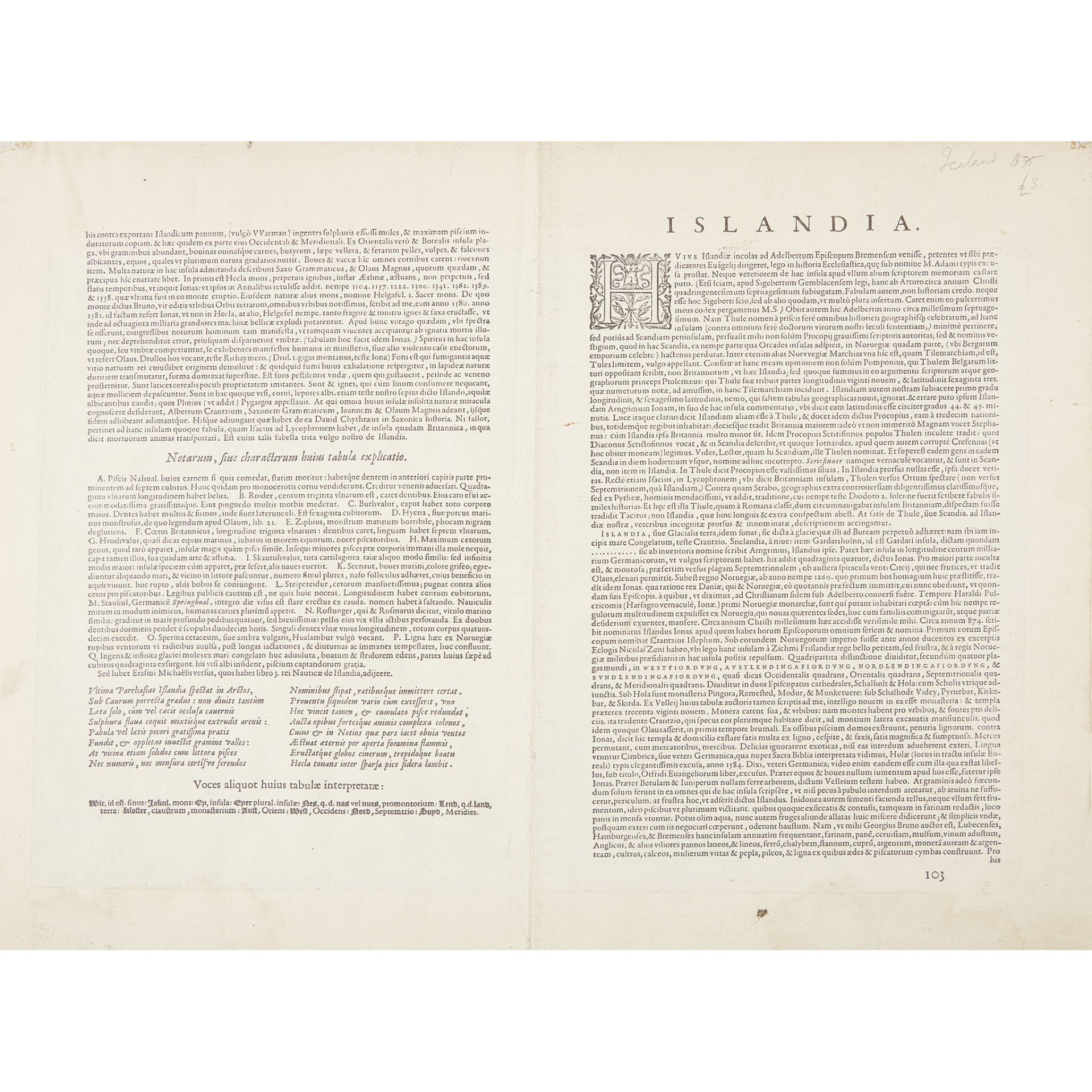 Ortelius, Abraham Islandia [Iceland] - Image 2 of 2