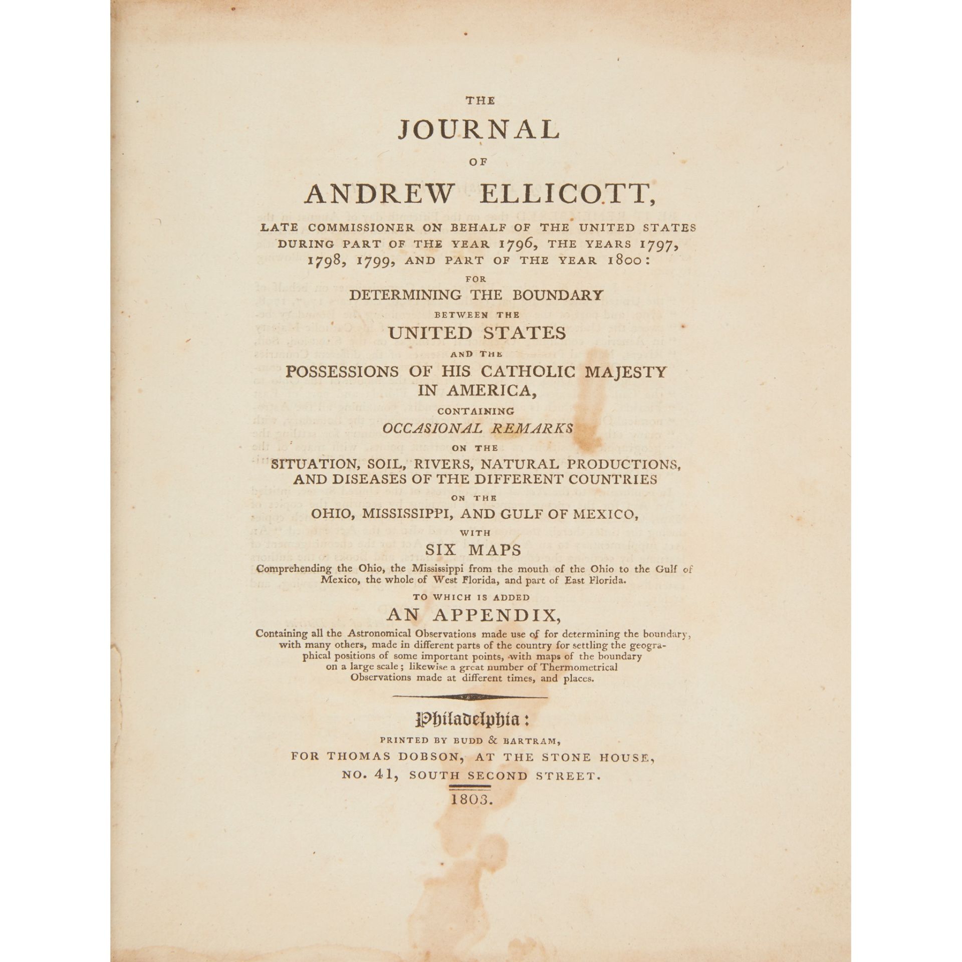 Ellicott, Andrew The Journal of Andrew Ellicott