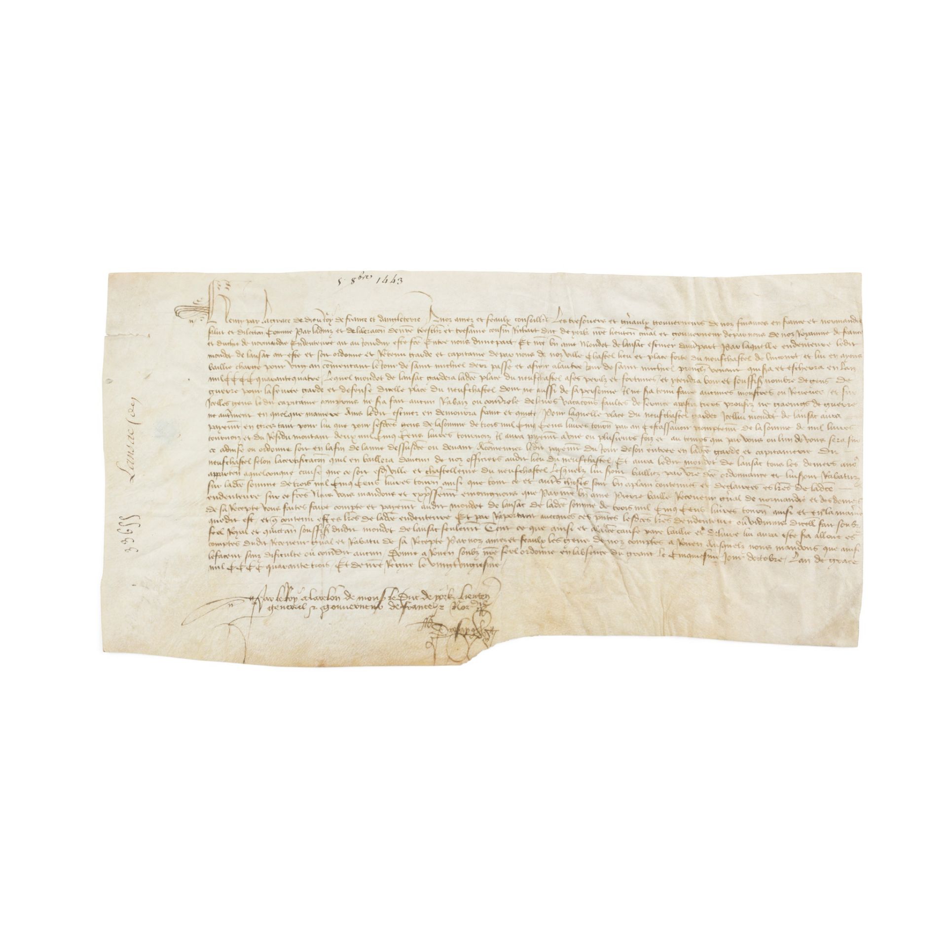 Henry VI (1421-1471), King of England Letters patent addressed to the treasurers and general