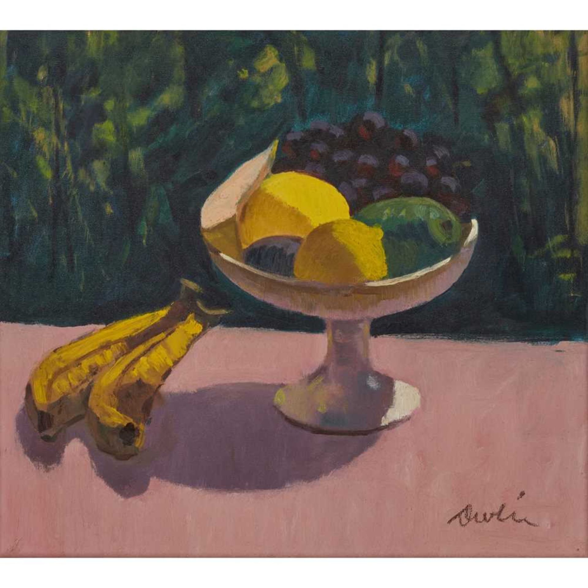 § GEORGE DEVLIN R.S.W (SCOTTISH 1937-2014) STILL LIFE WITH FRUIT