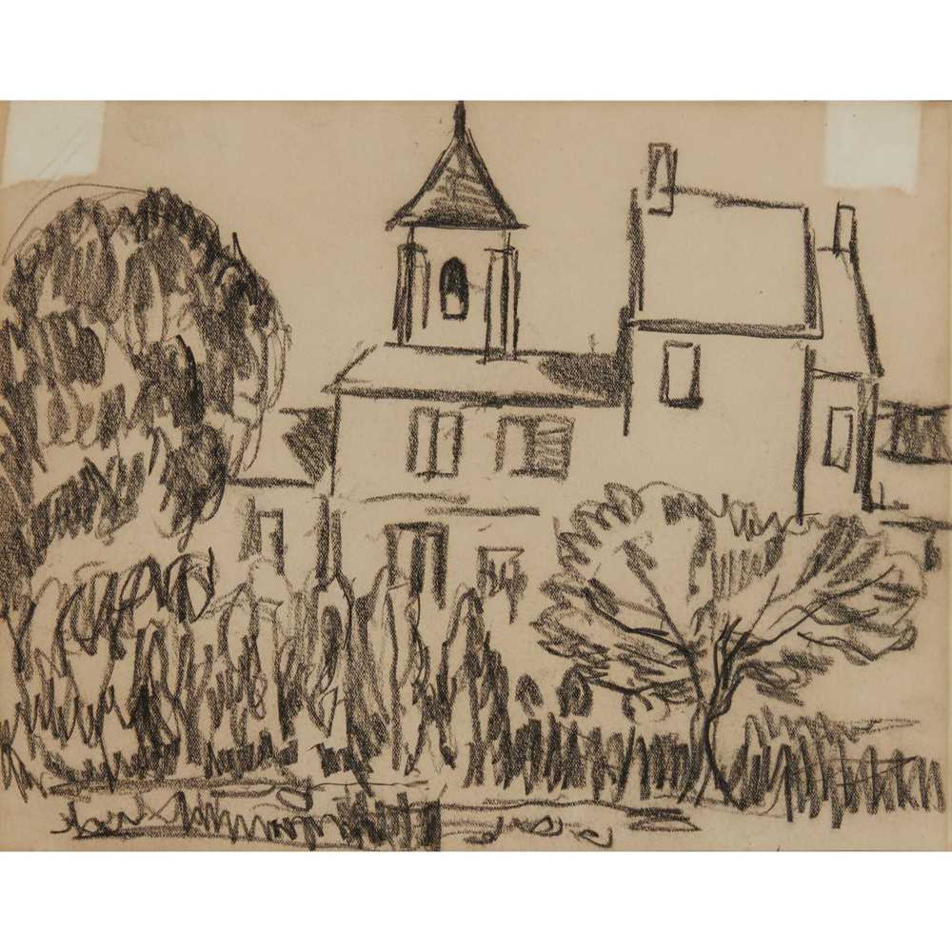 § SIR WILLIAM MACTAGGART P.R.S.A., R.A., F.R.S.E., R.S.W. (SCOTTISH 1903-1981) UNTITLED (HOUSE BY TH - Image 2 of 6