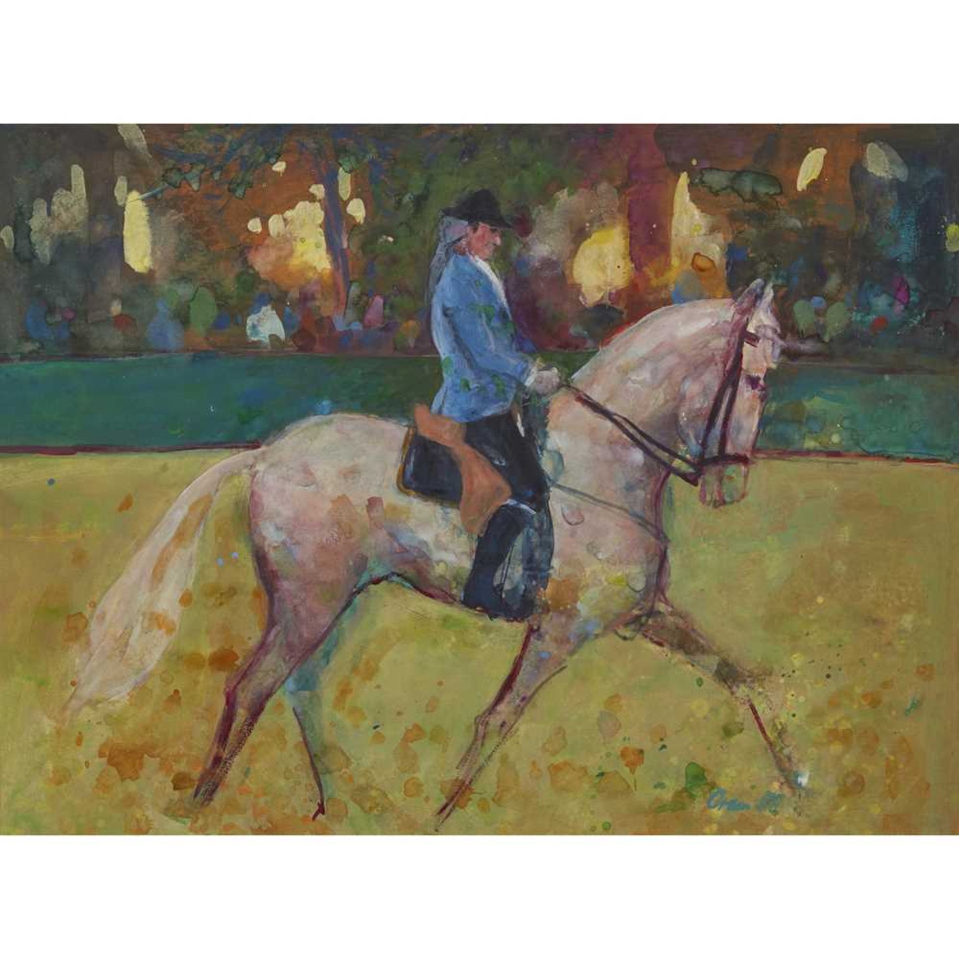 § ANN ORAM R.S.W. (BRITISH 1956-) HORSE AND RIDER