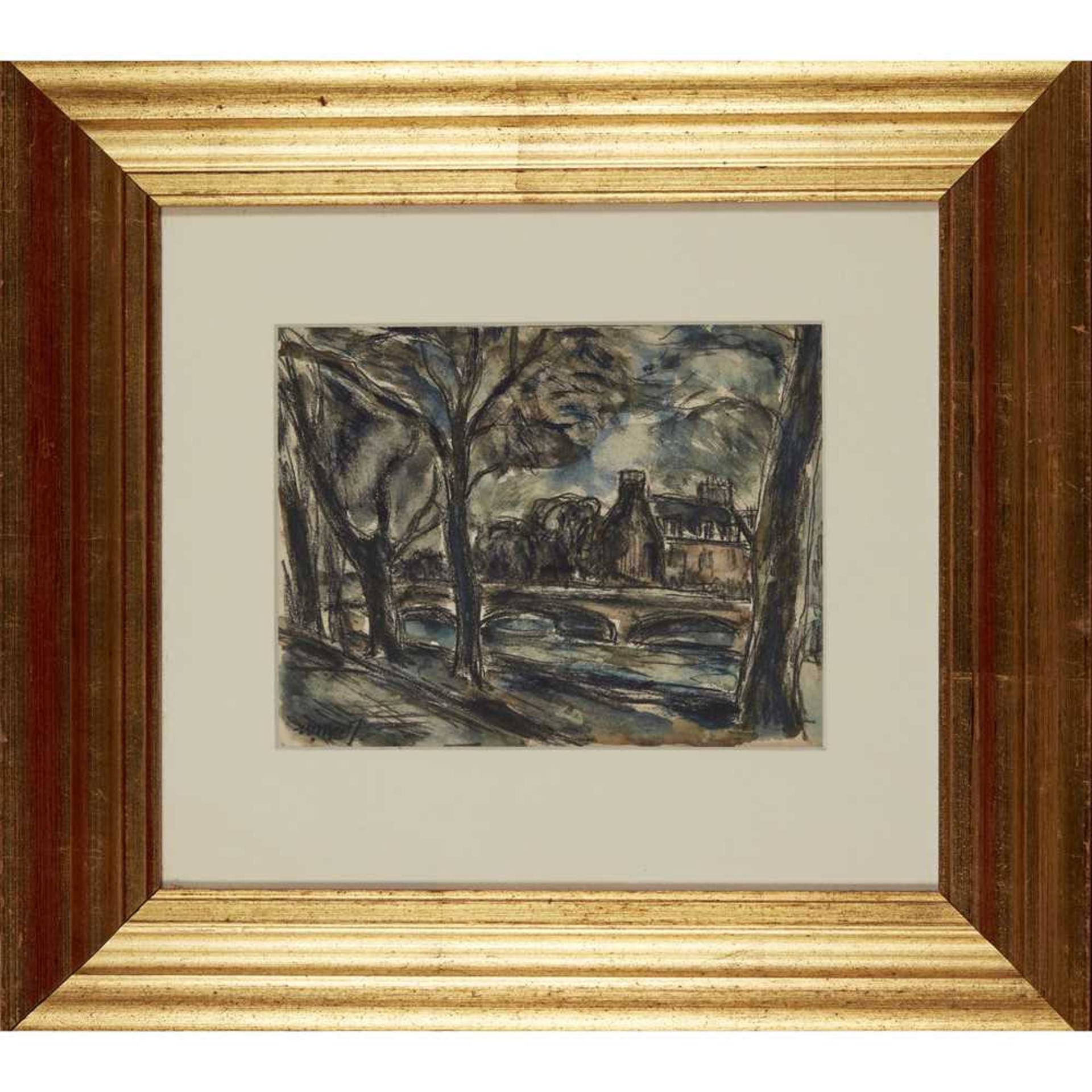 § SIR WILLIAM MACTAGGART P.R.S.A., R.A., F.R.S.E., R.S.W. (SCOTTISH 1903-1981) UNTITLED (HOUSE BY TH - Image 3 of 6