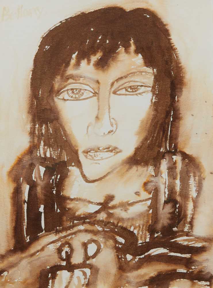 § JOHN BELLANY C.B.E., R.A. (SCOTTISH 1942-2013) (UNTITLED) PORTRAIT OF A WOMAN