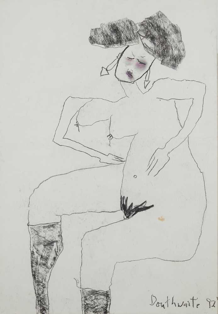 § PATRICIA DOUTHWAITE (SCOTTISH 1939-2002) UNTITLED (NUDE WITH EARRINGS), 1992