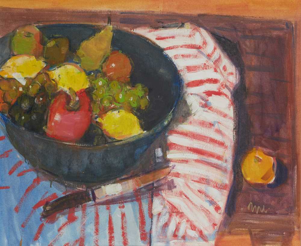 § GORDON BRYCE R.S.A., R.S.W (SCOTTISH 1943-) KITCHEN TABLE