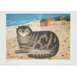 § MARY FEDDEN O.B.E., R.A., R.W.A. (BRITISH 1915-2012) CAT ON A CORNISH BEACH - 1991