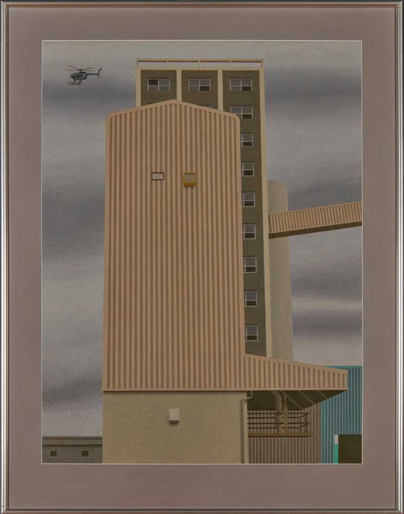 § DAVID EVANS R.S.A., R.S.W., A.R.C.A (SCOTTISH 1942-2020) A FLIGHT PAST THE TOWERS - Image 2 of 3