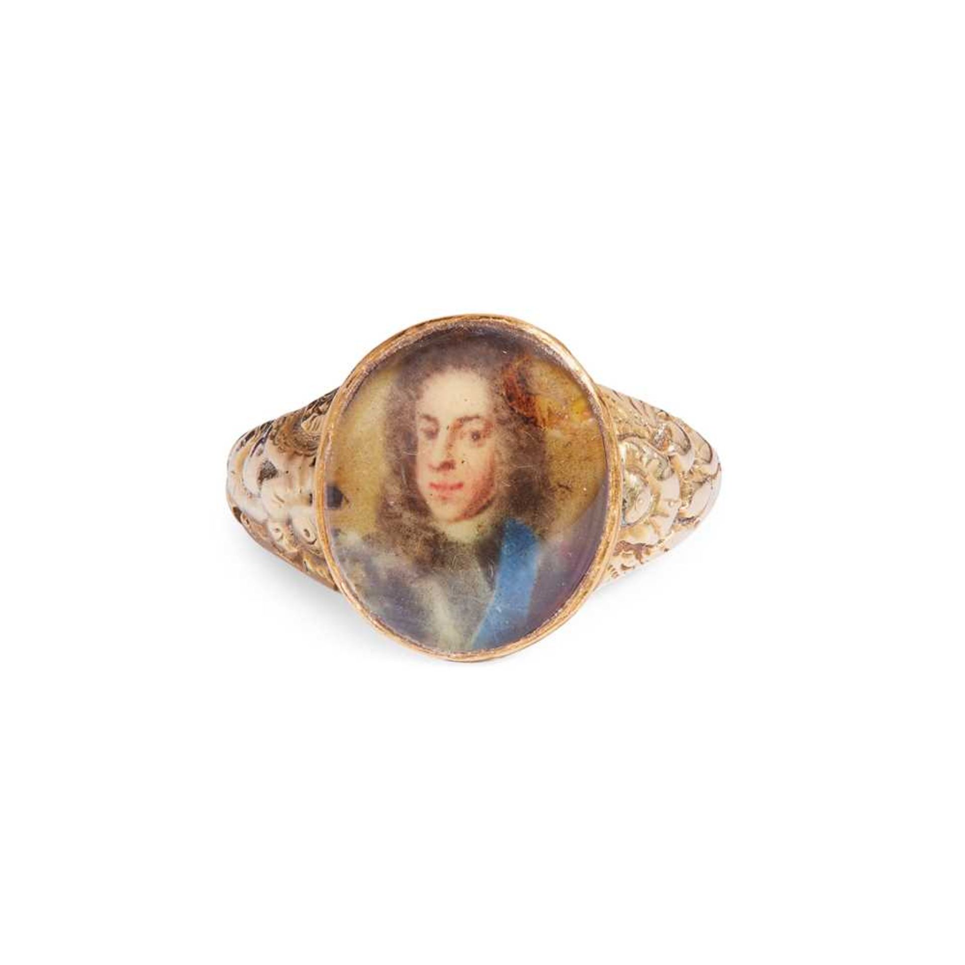 AN 18TH CENTURY AND LATER JACOBITE PORTRAIT MINIATURE RING UNMARKED - Bild 4 aus 6