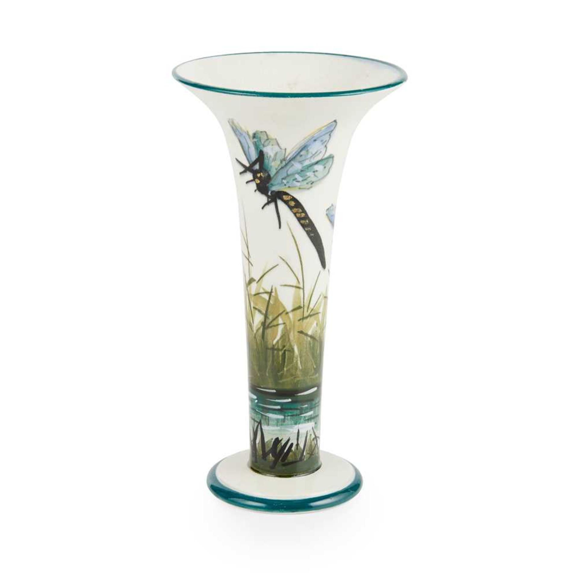 A WEMYSS WARE TAPERED VASE 'DRAGONFLIES' PATTERN, CIRCA 1920