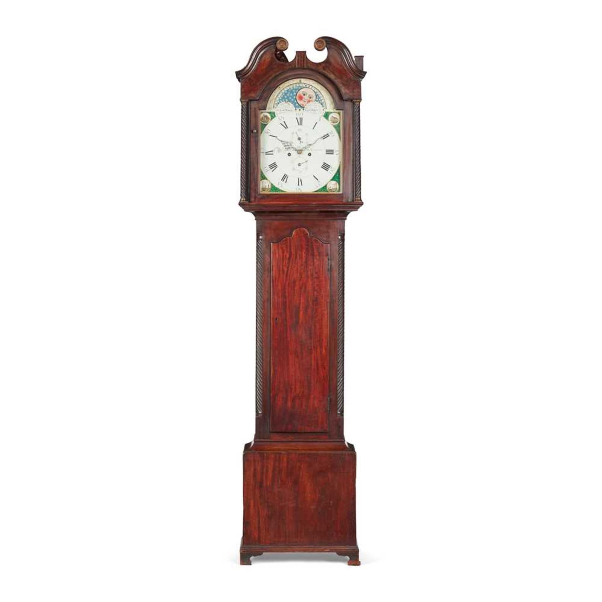 A SCOTTISH MAHOGANY MOONPHASE LONGCASE CLOCK, THOMAS STEWART, AUCHTERARDER EARLY 19TH CENTURY