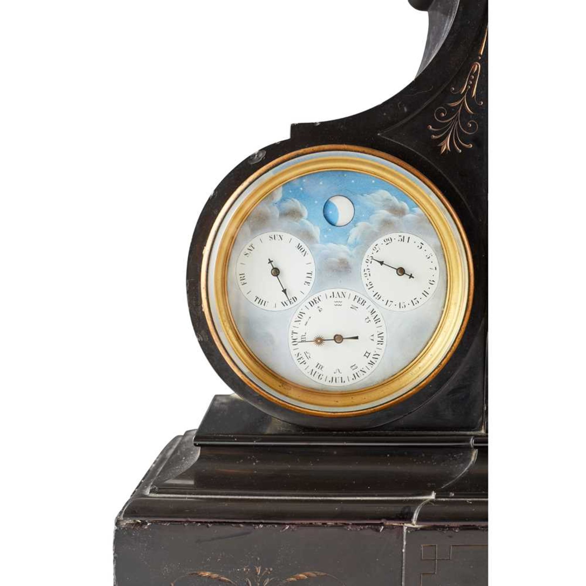 A LARGE SLATE AND MALACHITE PERPETUAL CALENDAR MANTEL CLOCK WITH BAROMETER, ALEXANDER & SON, GLASGOW - Bild 2 aus 3